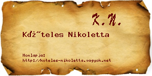 Köteles Nikoletta névjegykártya