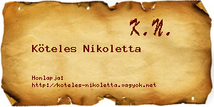 Köteles Nikoletta névjegykártya